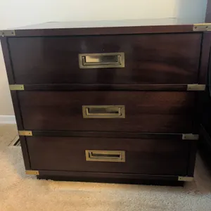 Gibbard Mahogany 3-Drawer Campaign-Style Nightstand with Brass Accents
