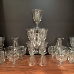 Etched Crystal Stemware in Various Shapes and Sizes
