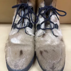 Seal skin Lace-Up Boots with Rubber Soles