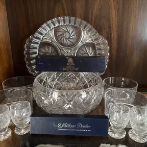Royal Worcester Crystal Glassware Set with Serving Utensils