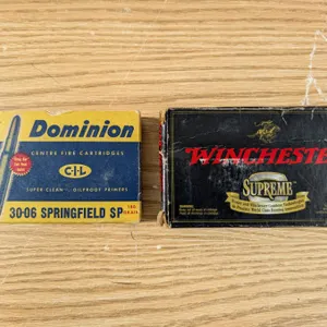 (1) Full Box Dominion 30-06,180 Grain Ammo and (1) Partial Box (18 Rounds) 30-06, 168 Grain Ammo