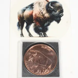 1 OZ BISON COPPER ROUND IN CAPSULE WITH CARD