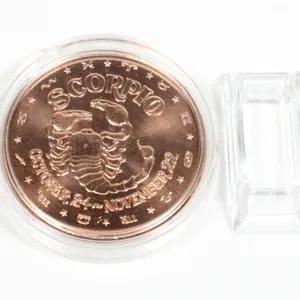 1 OZ SCORPIO COPPER ROUND IN CAPSULE AND STAND