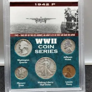 1942-P 5 Coin Type Set w/ WW2 Display