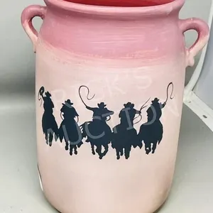 Western theme pottery jug - 10" tall
