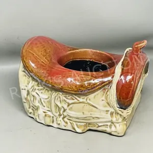ceramic saddle flower planter - 9" L & 4" opening