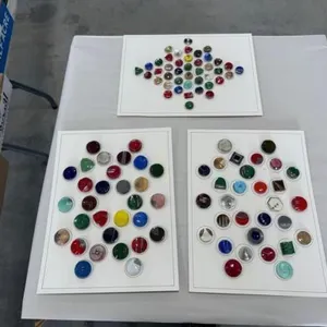 3 cards of Art Deco glass buttons
