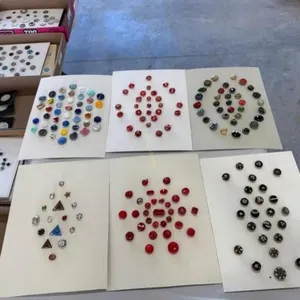 6 cards of vintage glass buttons