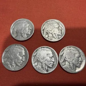 1927, 1935, (2) 1936, 1937 buffalo nickels