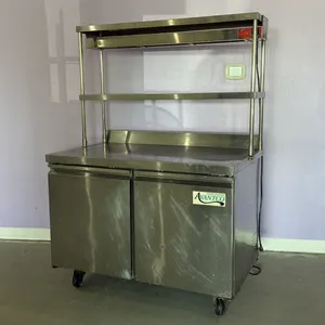 Avantco 178SSWT48FHC Refrigerated Worktop Table with Casters, Regency 600DOS1248 Overshelf and Avantco 48" Strip Warmer