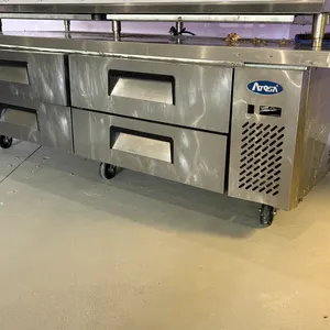 Atosa MGF8454GR 76″ Refrigerated Chef Base with Casters