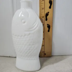 Doctor Fisch's Bitters Milk Glass Fish Bottle 7.5''