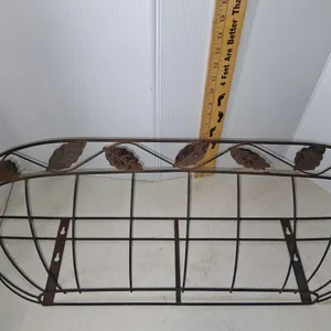 Wire Window Flower Basket 30''X9''X7'' Missing A Leaf