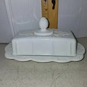 Indiana Milk Glass Butter Dish 4''X8''X4.5''