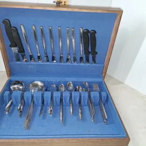 73Pc Luxart Stainless Flatware 4 Diamond Cut Steak Knives With Storage Box