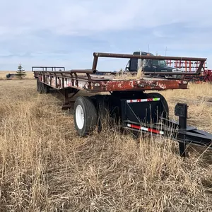 1976 Fruehauf approx. 48' Tandem axle Hay Trailer with single axle jeep ** Farm use**,    NO Serial Number