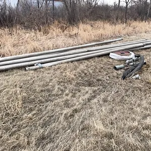 Assortment of 4" Irrigation Pipe, Fittings and Hose.