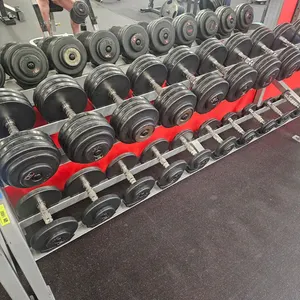 Cybex GPI Rubber Coated Dumbbell Set with 90" Rack, Includes: 2- 5, 2- 10, 2- 15, 2- 20, 2- 25, 2- 55, 2- 60, 2- 65, 2- 70, 2- 75 LBS