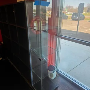 4 Tier Glass Lighted Display Cabinet, 14"x17"x64"