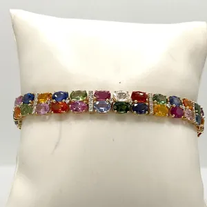 Multi Colored Sapphire Gold Bracelet