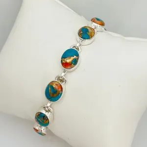 Copper Turquoise Silver Bracelet