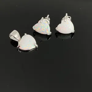 Opal Heart Earrings and Pendant