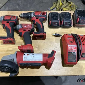 Assortment of Milwaukee Cordless Power Tools w/ (3) Batteries & Charge Station