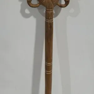 Carved Wooden Cane w/ Leopard 32.5 T