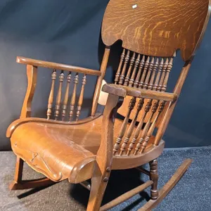 Wooden Rocking Chair w/ Spiral Details 25.5 W, 33 D, 38 T 