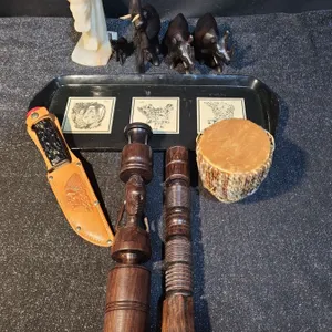 Tray w/ Animal Faces 14.5 X 6, Marble Bookend 6 T, Carved Wood Animals and More!