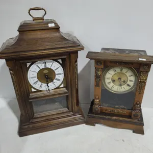 Vintage: Craftique Clock 12 X 20 and Clock in Wooden Case 11 X 14.5 