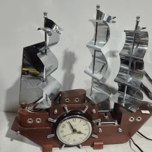 Vintage Illuminated Decor United Maritime Sailboat Model 811 w/ United Clock  19 W, 15.5 T 