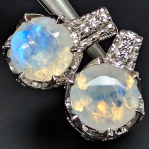 SILVER(4.46G), MOONSTONE (APP 3CT) EARRING, SUGGESTED RETAIL VALUE $320