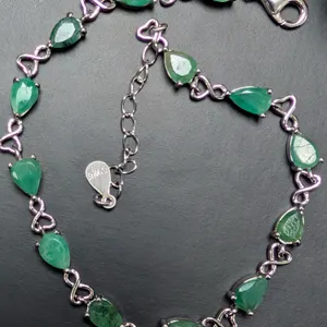 SILVER(7.5G), EMERALD (6.5CT) BRACELET 7-8", SUGGESTED RETAIL VALUE $600