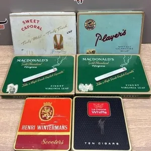 6 Flat Tobacco Tins.