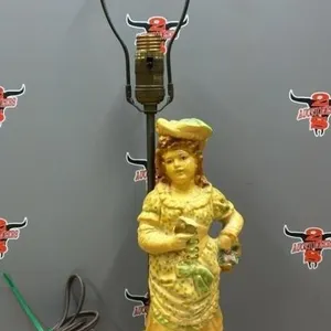 Vintage Unamused Plaster Lady Lamp. 22�H.