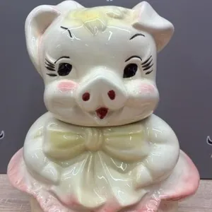 Vintage Piggy Cookie Jar. Cracked.