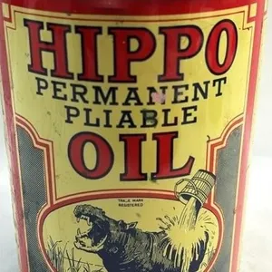 Vintage HIPPO Permanent Pliable Oil Can Tin