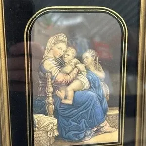 Antique Framed Baxter Print Holy Family
