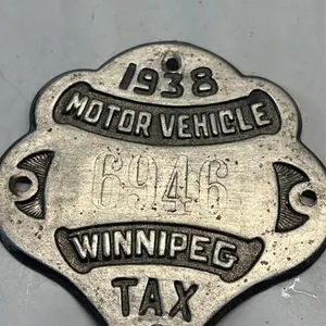 1938 Manitoba Motor Vehicle Tax License Plate