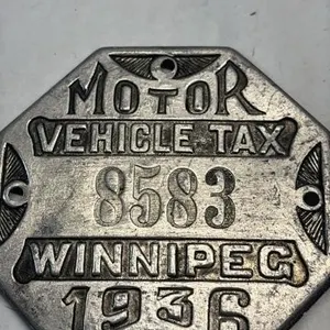 1936 Manitoba Motor Vehicle Tax License Plate