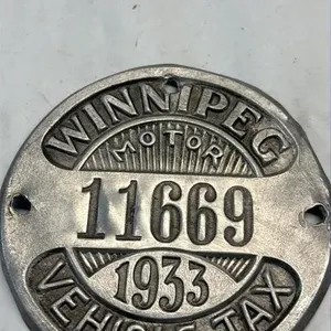1933 Manitoba Motor Vehicle Tax License Plate