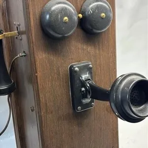 Antique Wood Wall Crank Telephone