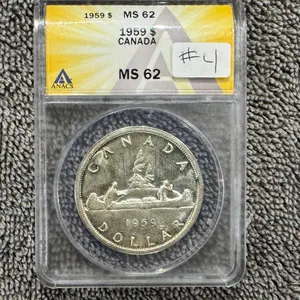 1959 Cdn Silver $1 ANACS Graded MS 62