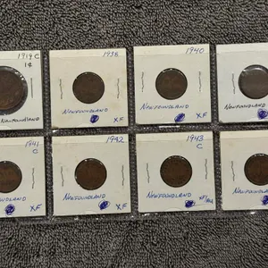 (8) Newfoundland One Cent Coins
