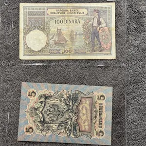 (2) Foreign Notes: Yug 100 Dinar, 1909 Russia 5 Rubles
