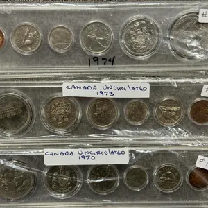 (3) Cdn UNC Coins Sets, 1970, 1973,1974