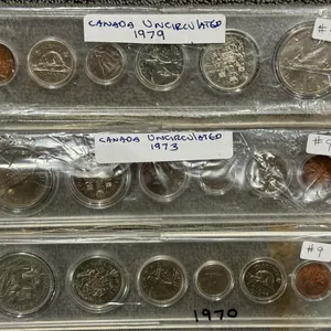 (3) Cdn UNC Coins Sets, 1970, 1973,1979