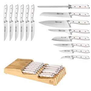 Cangshan Alps Series German Steel 15-piece Knife In-Drawer Set, White - New/Opened