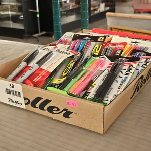 Tray of Sharpie, Pilot G2, Pentel EnerGel, Paper Mate Pens and Markers